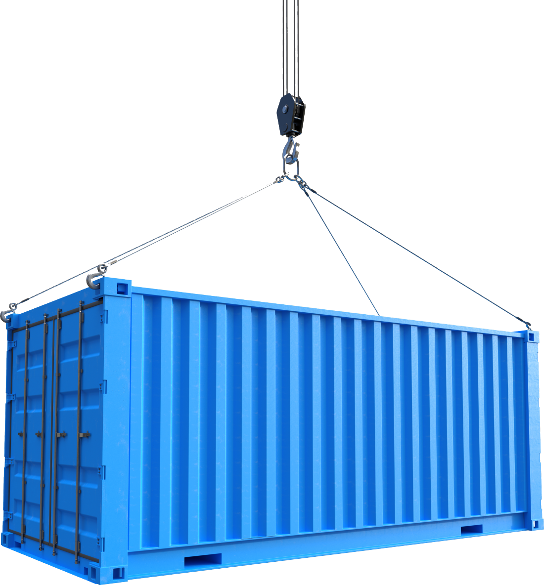 Suspended shipping container